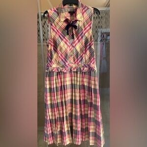J.Crew DressSleeveless Plaid Midi Dress with Bow Size 14.